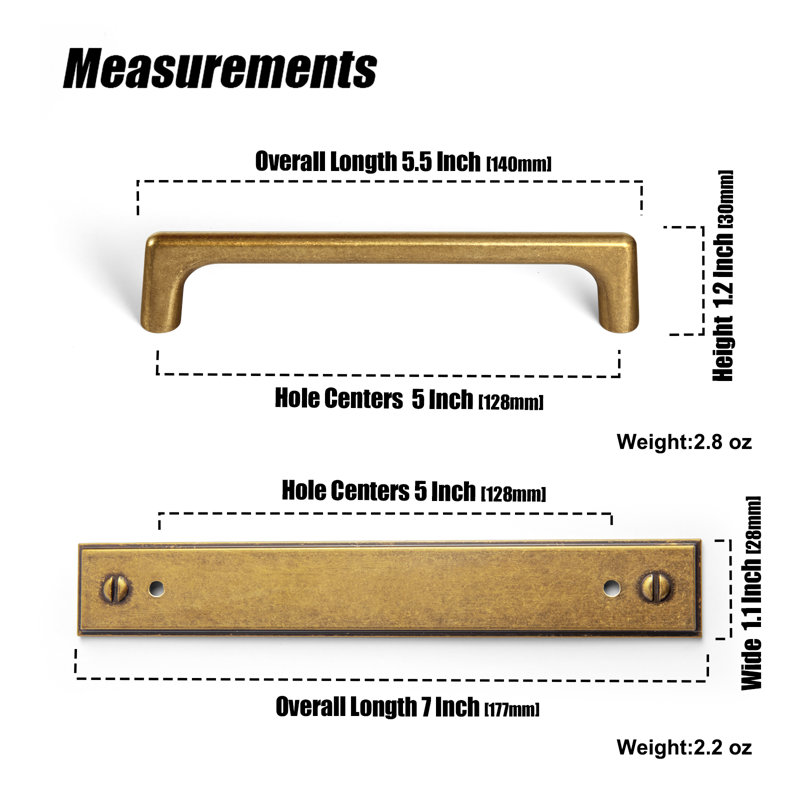 Classical Cabinet Bar Pull With Backplate Multipack, Antique Brass, 5"