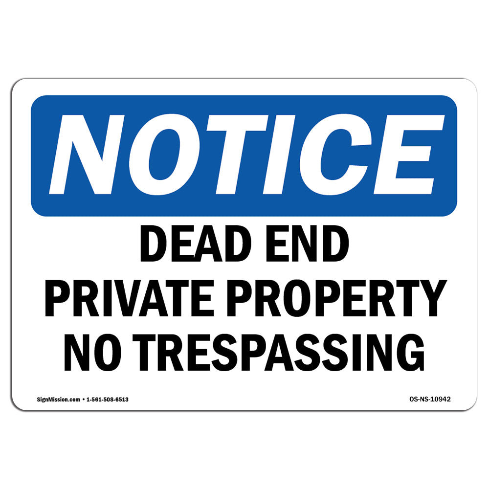 SignMission Dead End Private Property No Trespassing Sign | Wayfair