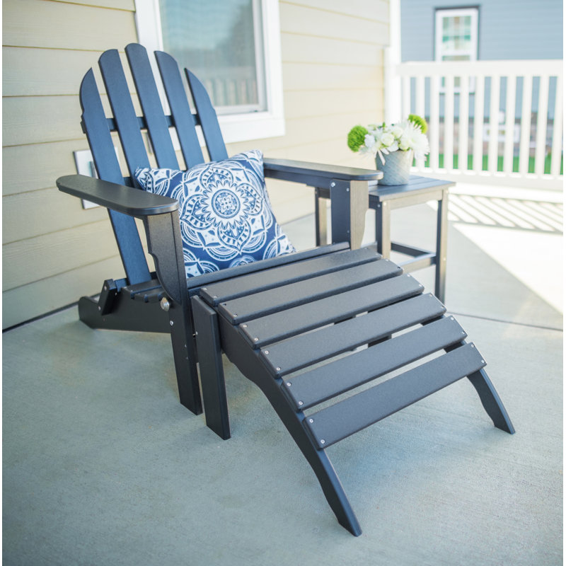 Leighton Foldable Outdoor Adirondack Set, Black