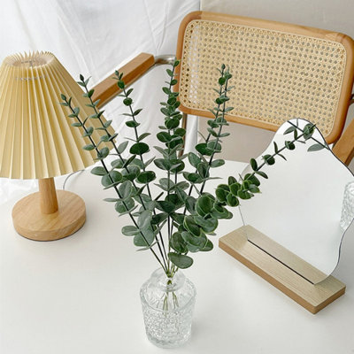 24 tiges d'eucalyptus, fausses tiges d'eucalyptus, fausse verdure, feuilles d'eucalyptus artificiels, véritables branches à feuilles tactiles pour le bureau central, bouquet de fleurs, vert avec poudre