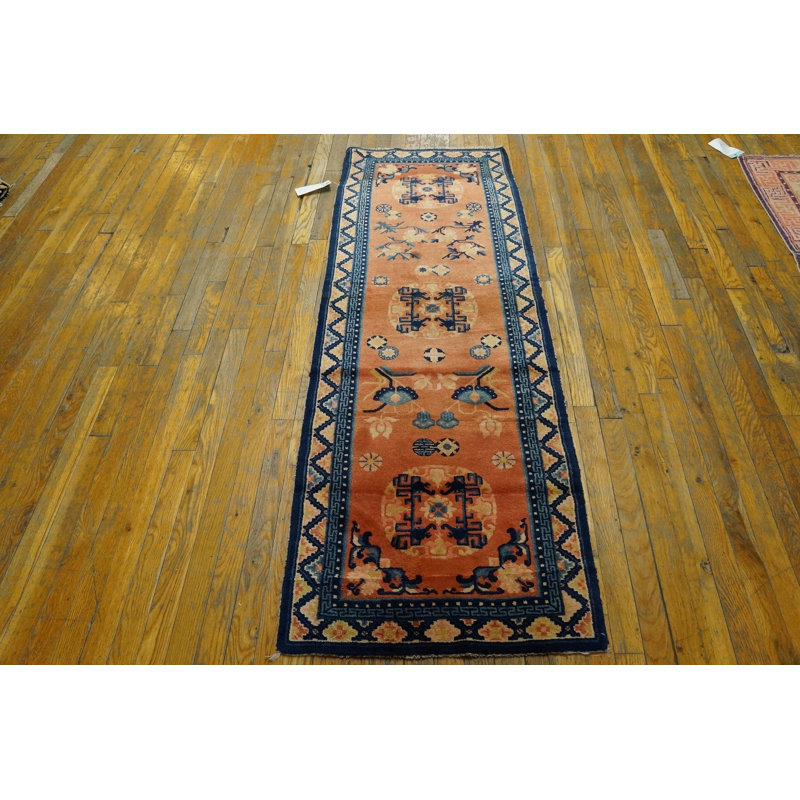 Antique Chinese - Baotou Coral 1930s Rug