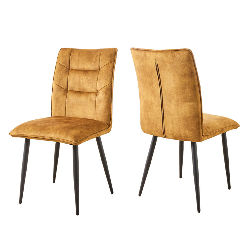 Ensemble 2 pièces de chaises de salle à manger en velours moderne avec cadres en fer pour une assise élégante et confortable