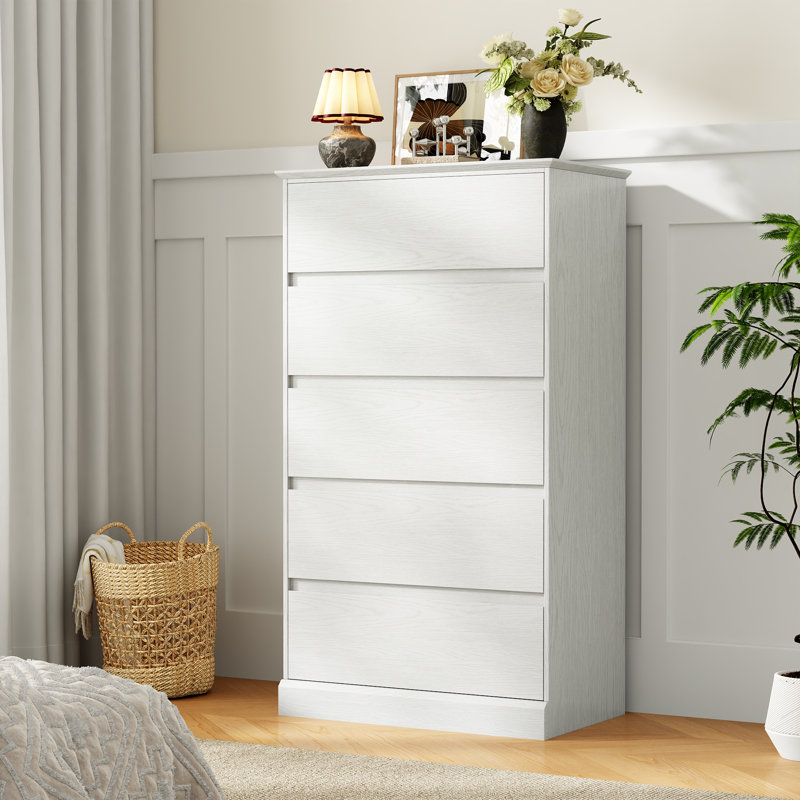 Dornisha Modern Tall Storage Chest Of Drawers, White