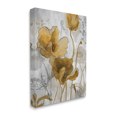 Illustration florale abstraite du coquelicot doré