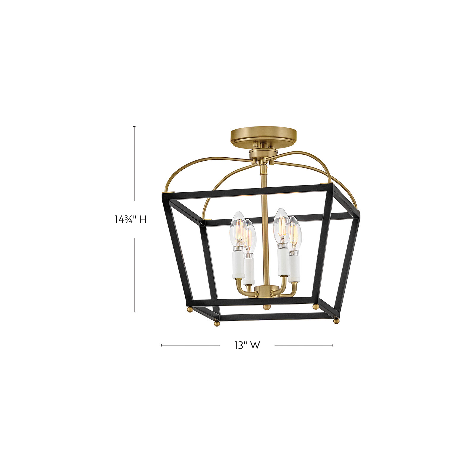 Tate 4-Light Semi-Flush Mount Two-Tone Ceiling Light