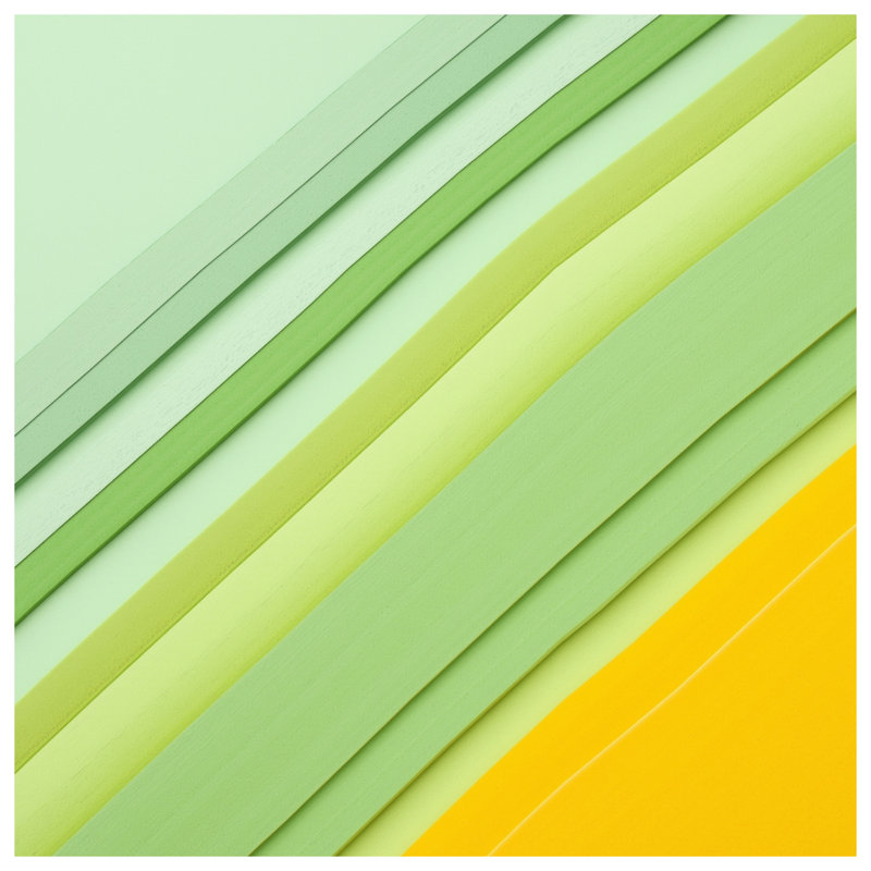 Édredon vert et jaune à rayures diagonales, Lit simple