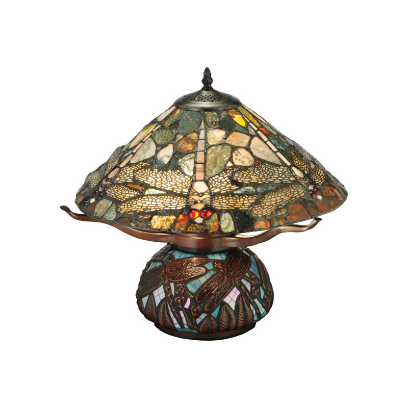Dragonfly Cut Agata 16.5" Table Lamp