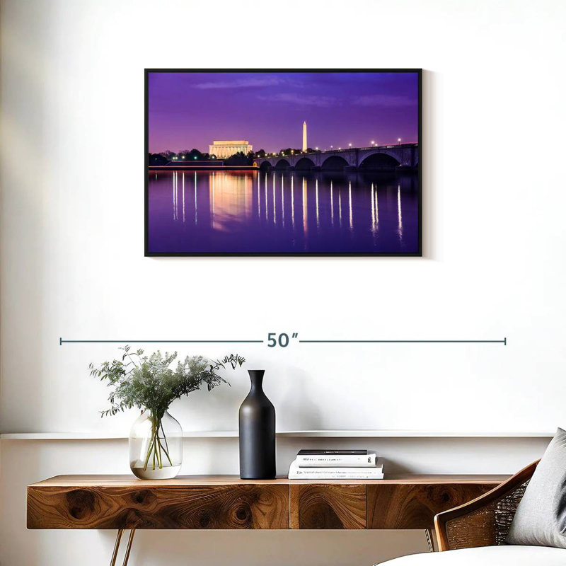 Vue sur le Potomac, 31 po x 21 po, Cadre flottant noir