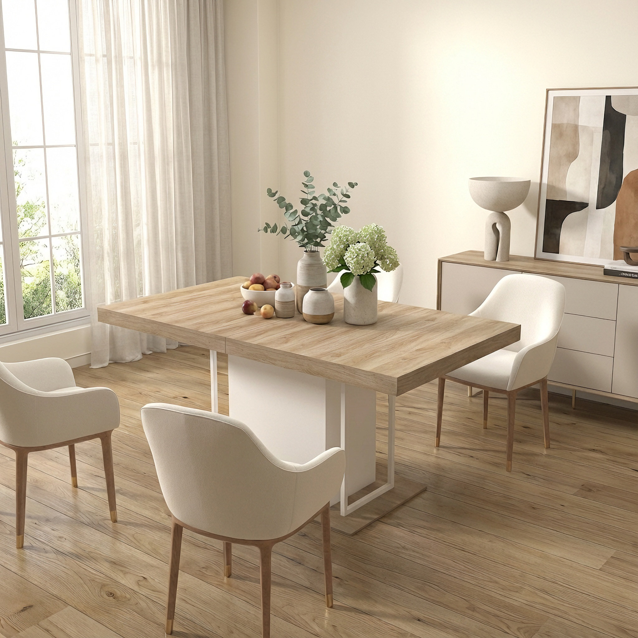 George Oliver Modern Farmhouse Extendable Rectangular Dining Table for ...