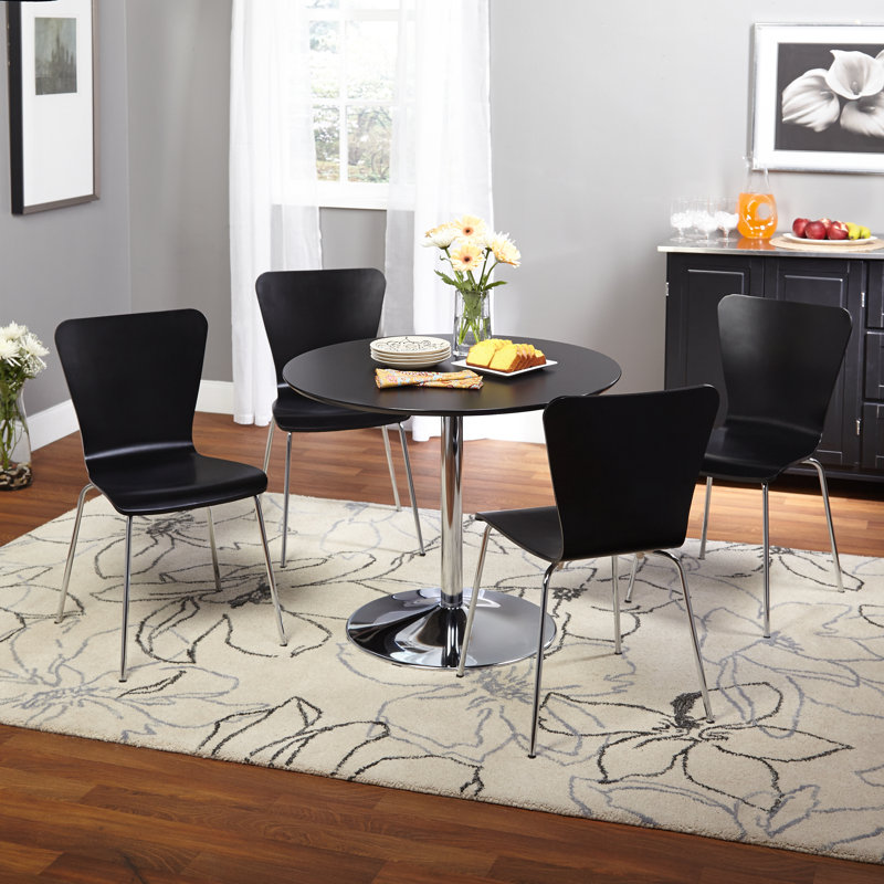Ensemble de salle à manger Saladino, Noir, 5 pièces : 1 table, 4 chaises