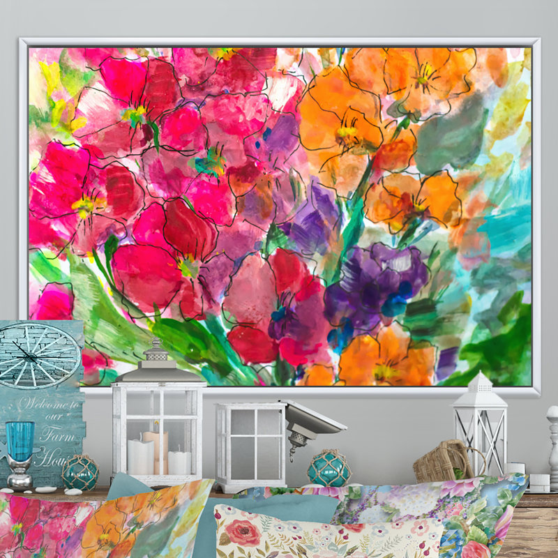 «Bright Vibrant Blossoming Spring Flowers», reproduction sur toile flottante, H 24 po x l 36 po x P 1 po