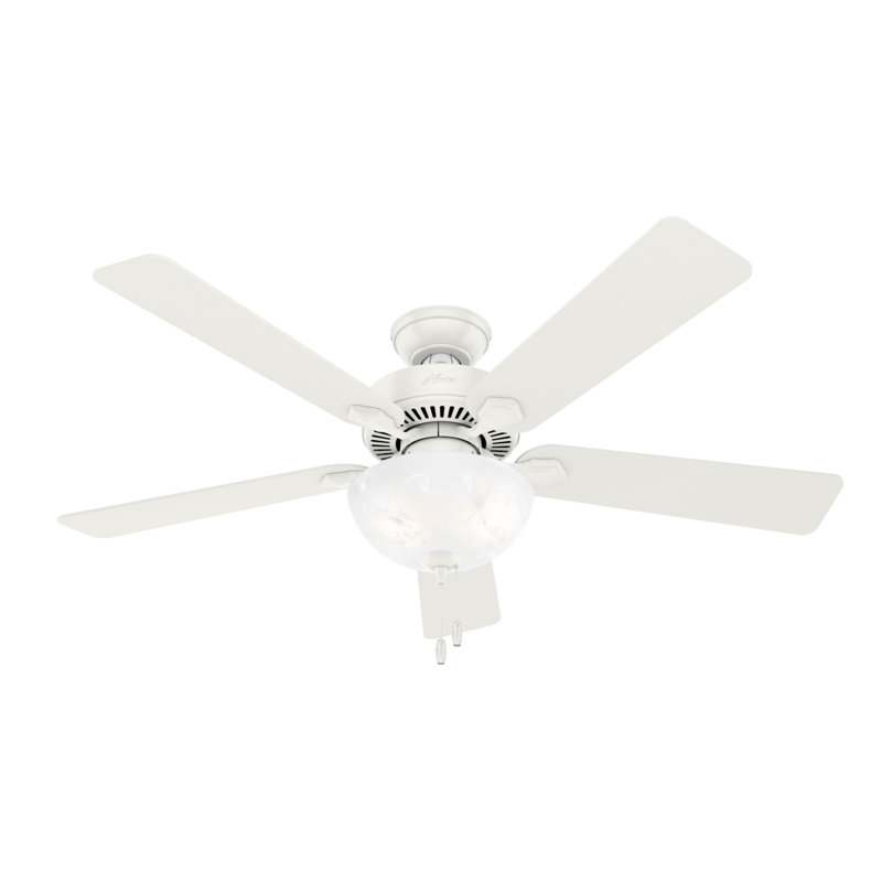 Swanson 52" 5 - Blade Standard Ceiling Fan with Lights and Pull Chain, Fresh White