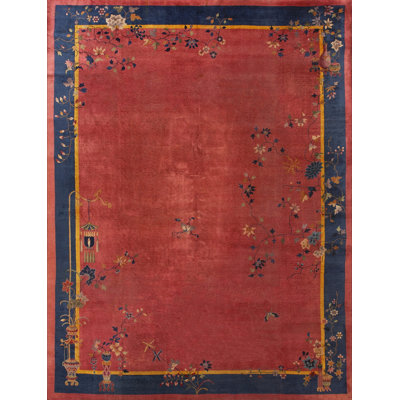 Hand Knotted Wool Area Rug in Pink