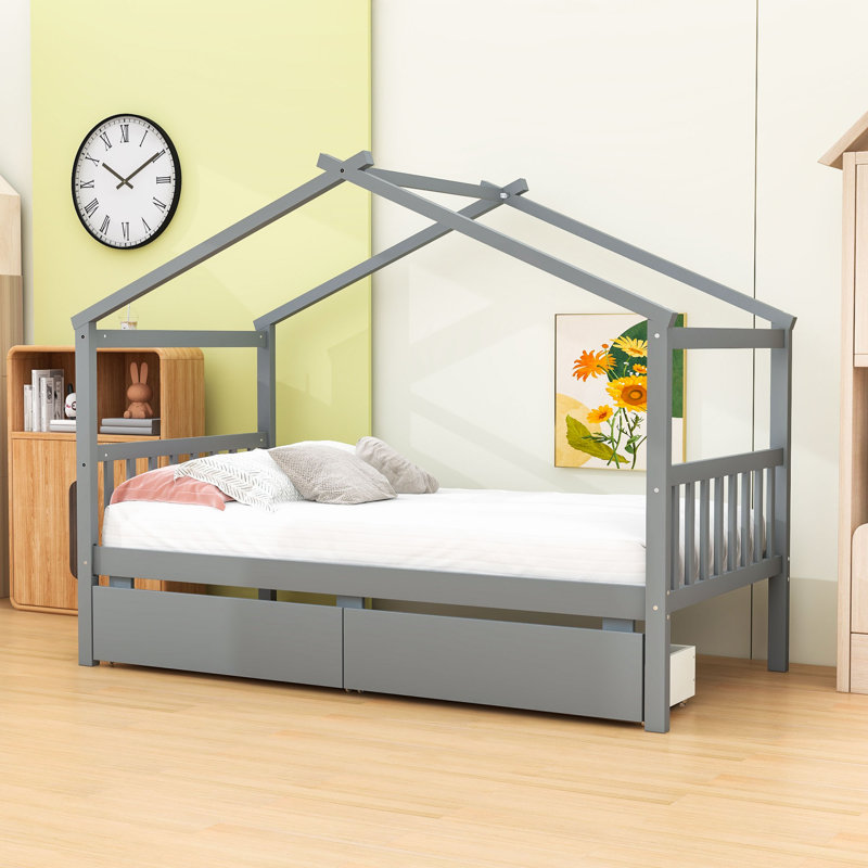 Lits 2 tiroirs Dailene par Gracie Oaks, gris, Simple