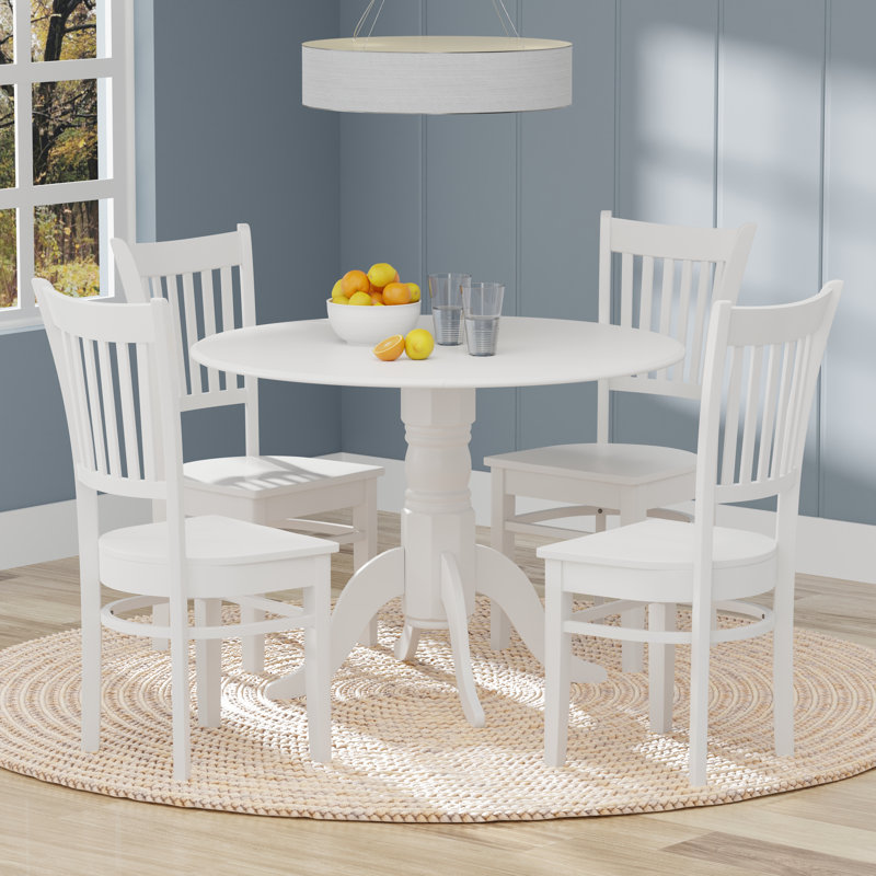 Ensemble de salle à manger Elkin, Blanc, Blanc, Ensemble repas 5 pièces