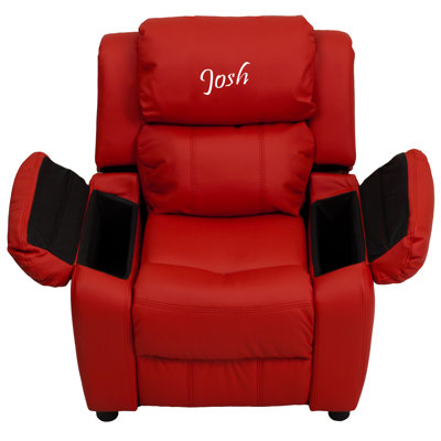 Personalized Deluxe Padded Kids Recliner with Storage Arms