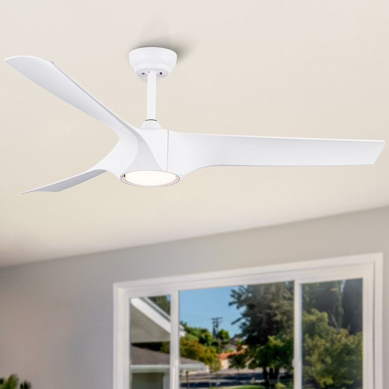 Farmhouse 56"  3 - Blade Modern LED Propeller Ceiling Fan with Remote Control and Light Kit Included, White