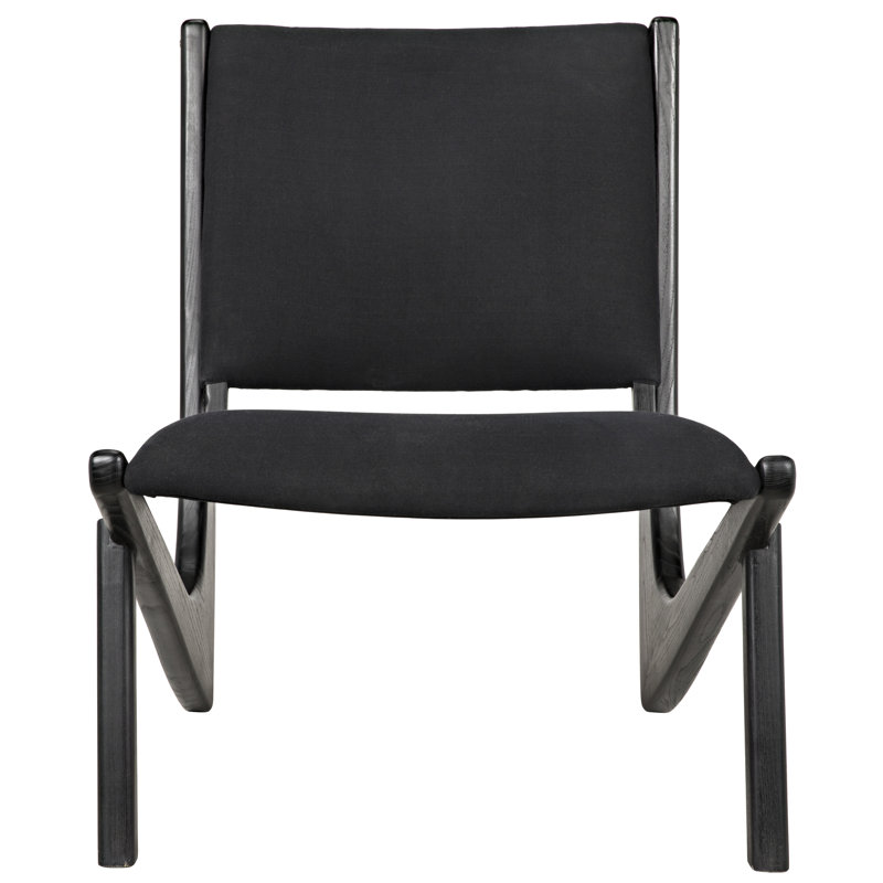 Handcrafted Black Distressed Wood Boomerang Chair
