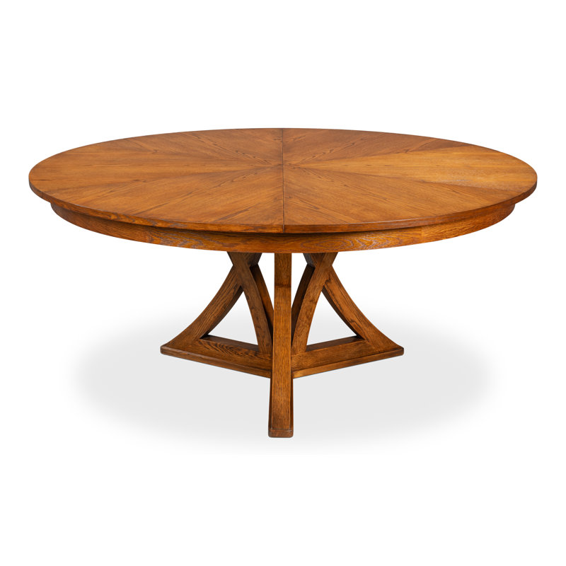 Casual Oak Round Dining Table, 30"H x 55"L x 55"W, Tobacco Brown