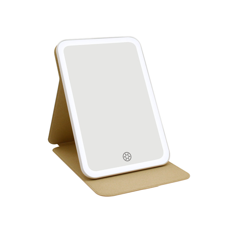 Miroir de maquillage à tablette tactile à trois tons avec interrupteur à capteur tactile, Champagne doré