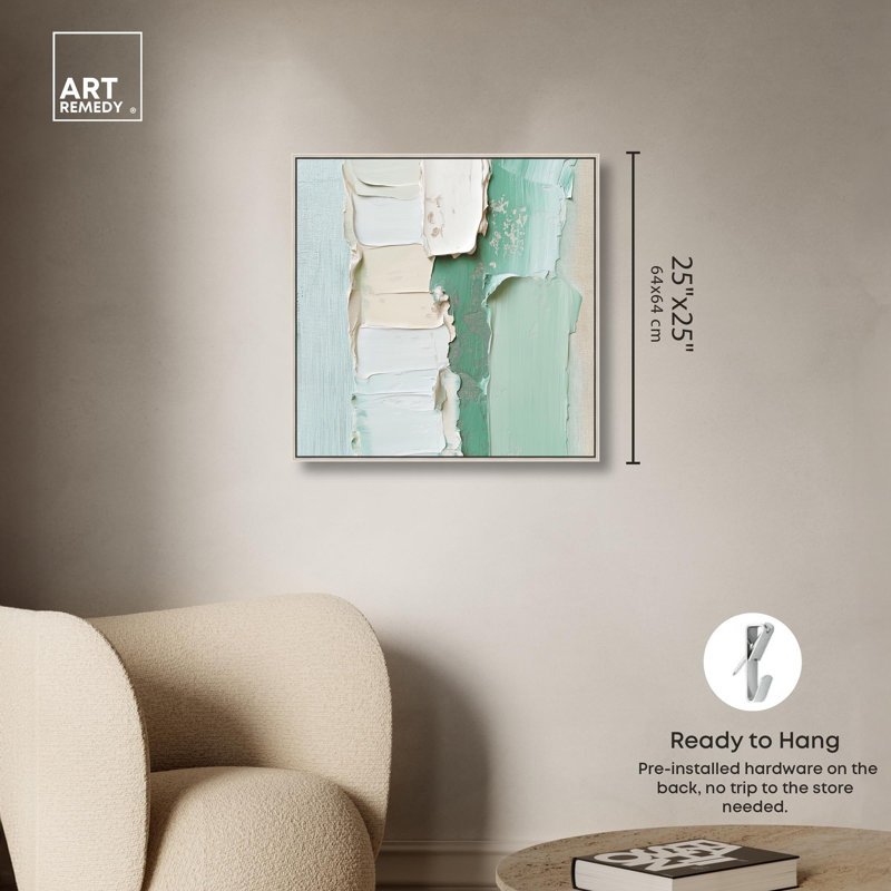 «Minted Horizon III», reproduction d'art sur toile par Art Remedy, H 25 po x l 25 po, Cadre argenté