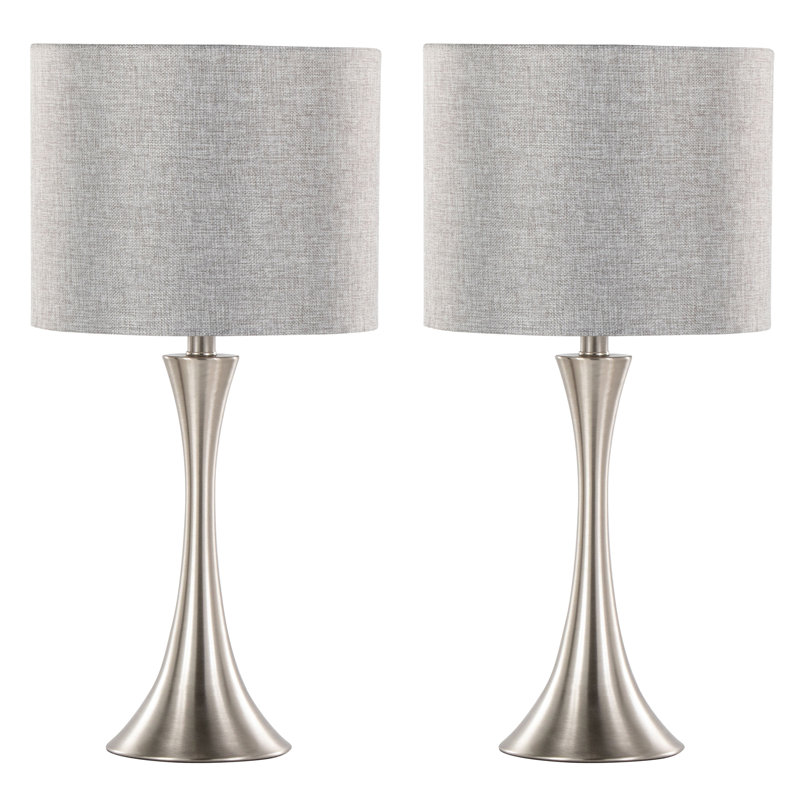 Lampe de table contemporaine en métal, Argent argent, Grey