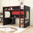 Modern Loft Bed with Built-in Desk, Pegboard Organizer, LED Lighting and Storage Shelves-715236148-715236154