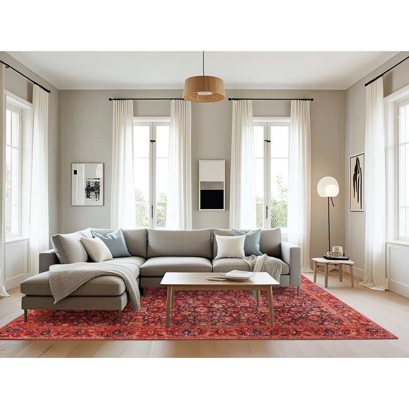 Tapis rouge en laine Southwestern, Rectangle 8 pi x 12 pi