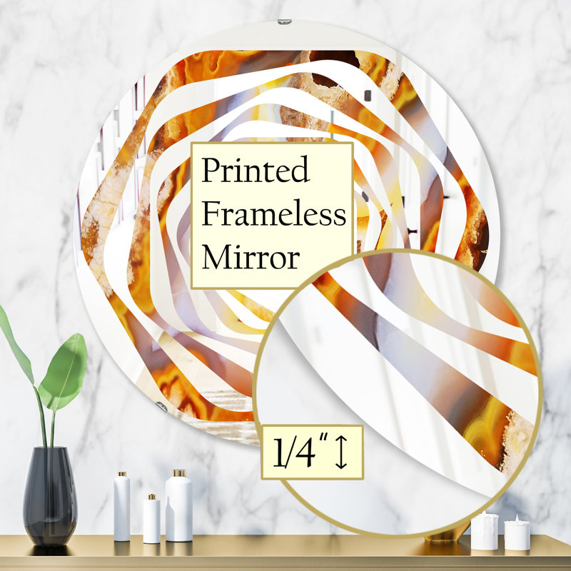 Miroir mural moderne sans cadre, H 31,5 po x l 31,5 po, Tourbillon de feu avec cristaux