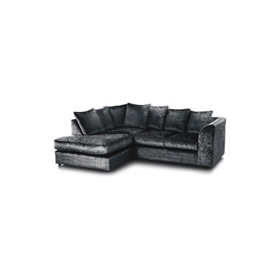 Luxury Crushed Velvet 4 Seater Corner Sofa With Footstool