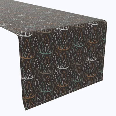 Table Runner, 100% Cotton, 16X108", Deer In Trees