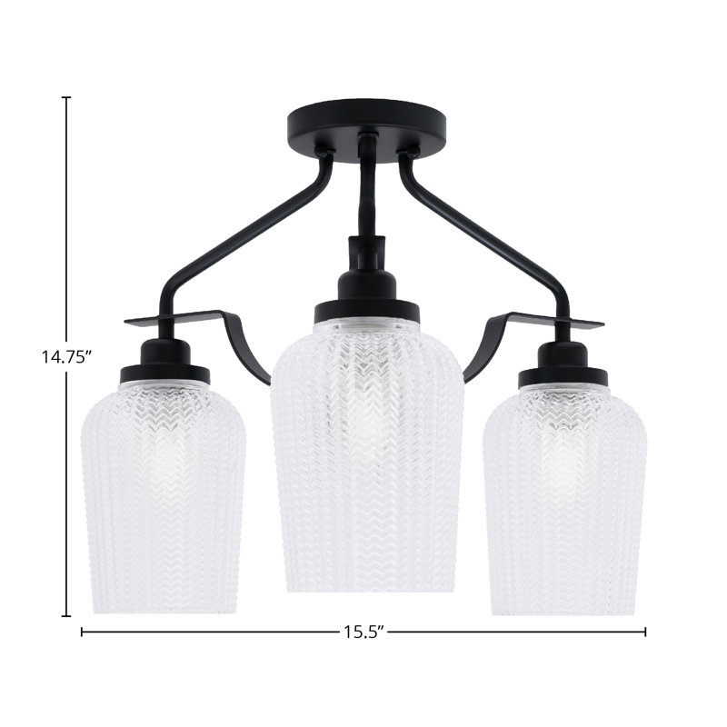 Plafonnier semi-encastré 3 lumières Odyssey, Noir mat