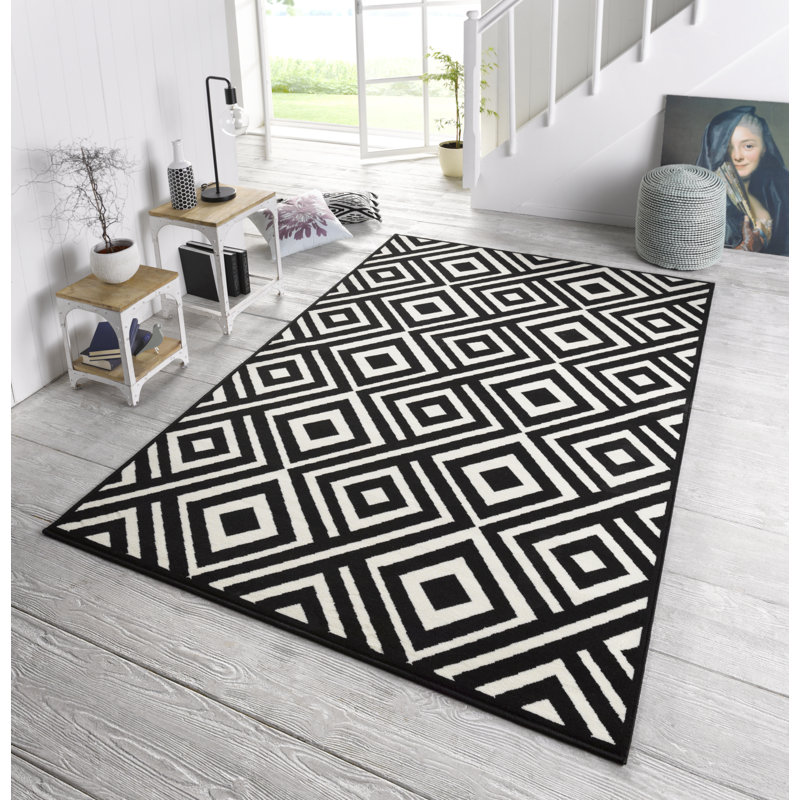 Velours Machine Woven Black/White Indoor Rug, Rechteckig 200 x 290 cm