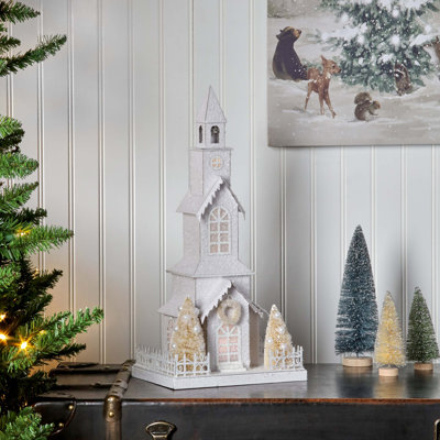 18" LED Cardboard Snowy Church