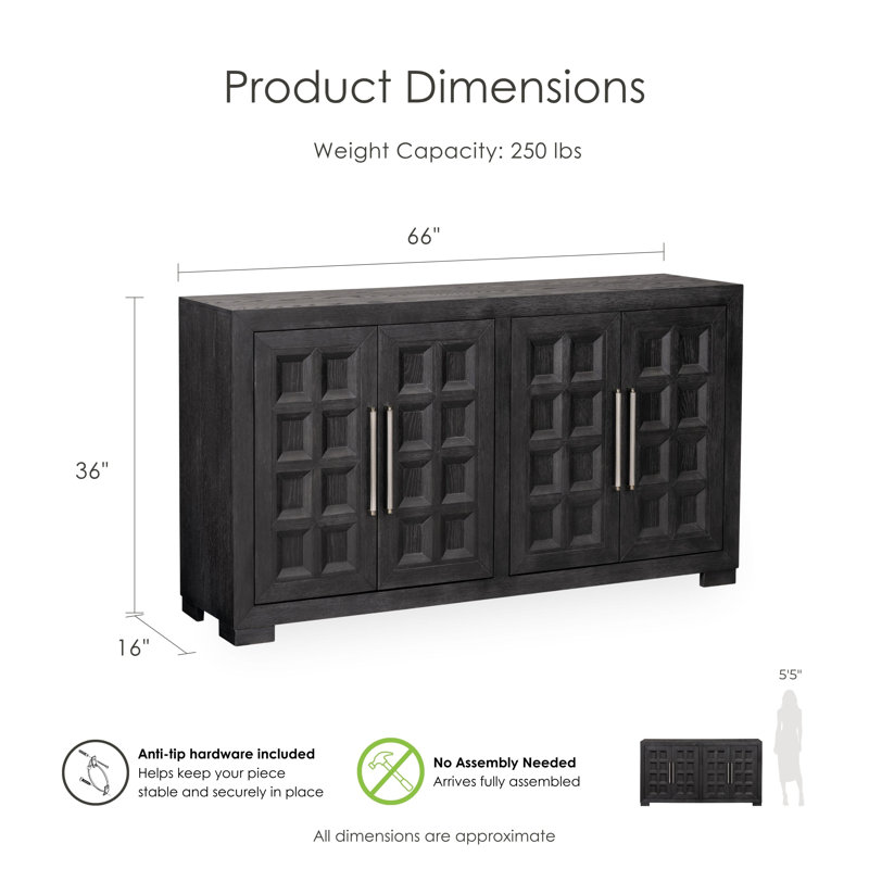 Schell 66”W 2-Door Dining Server, Black