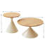 Table basse ronde moderne, table d'appoint au fini blanc et bois pour petit salon