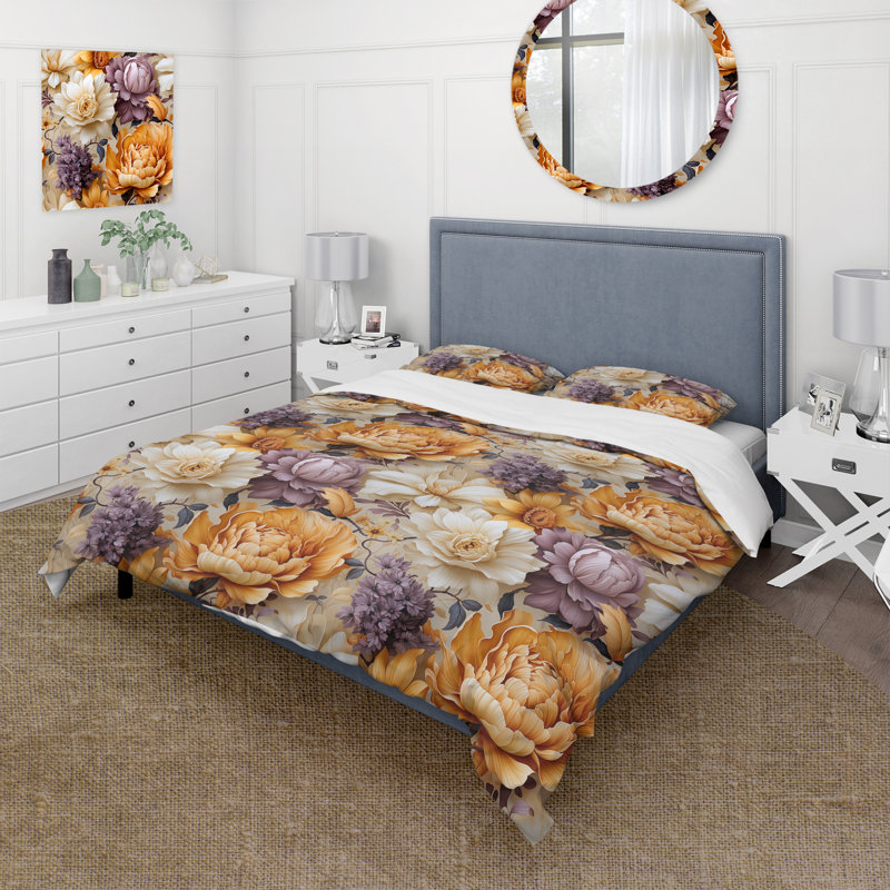 Ensemble de housse de couette Autumn Cottage Flowers Composition II, Housse de couette simple + 1 taie décorative stan