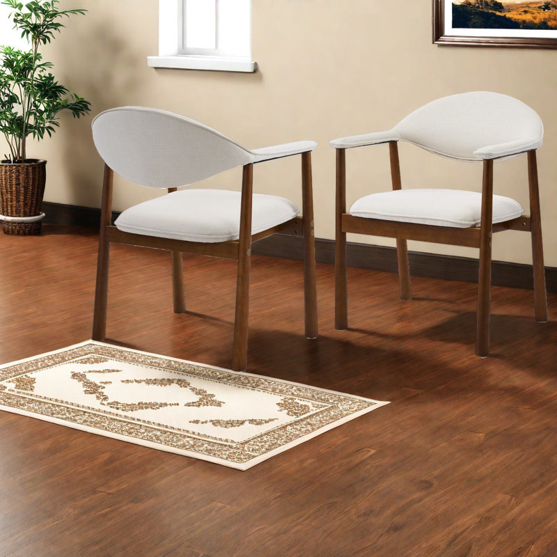 Ensemble de 2 chaises de salle à manger modernes en bois de noyer beige pour la salle à manger