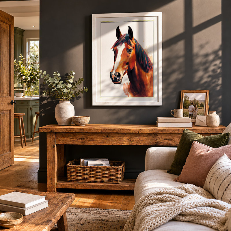 Noble Steed Modern - Framed Print, A3 - 42.0 x 29.7 cm, White