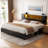 Kalder Bed Frame with LED Light and Charging Station, Metal Frame with Storage Headboard, Large Storage Space, No Spring Box Needed-1849033316-1849033317