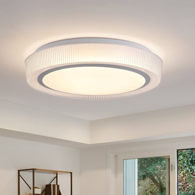15" Decorative Textured Round LED Ceiling Light - 30W, 1800LM, 5 Adjustable Colour Temps, Dimmable, ETL Certified