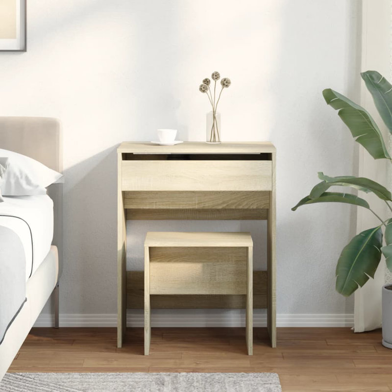 Coiffeuse moyenne en bois d'ingénierie, Blanc