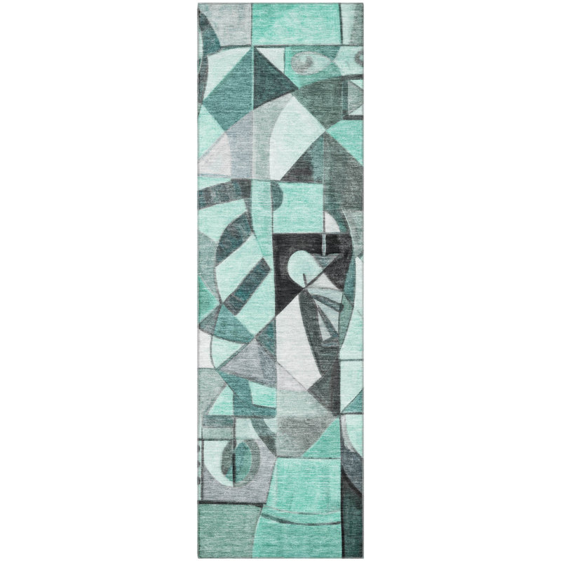 Premium Machine Washable Lubbers AMF1758 Abstract Rug, Runner 2'3" x 7'6"