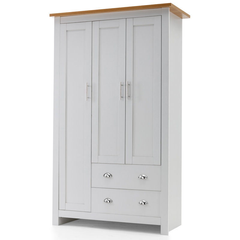 Aalya 3 Door Wardrobe, White/Oak