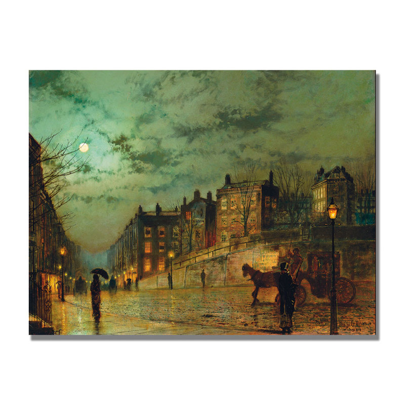 "hampstead hill" par john atkinson grimshaw, reproduction d’art sur toile tendue, H 35 po x l 47 po x P 2 po