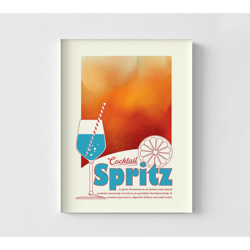 «Aperol Spirz», impression par Dionise Gemos, œuvre d'art de cocktail bleu, liqueur rétro, Happy Hour, mini bar, décoration murale de bureau