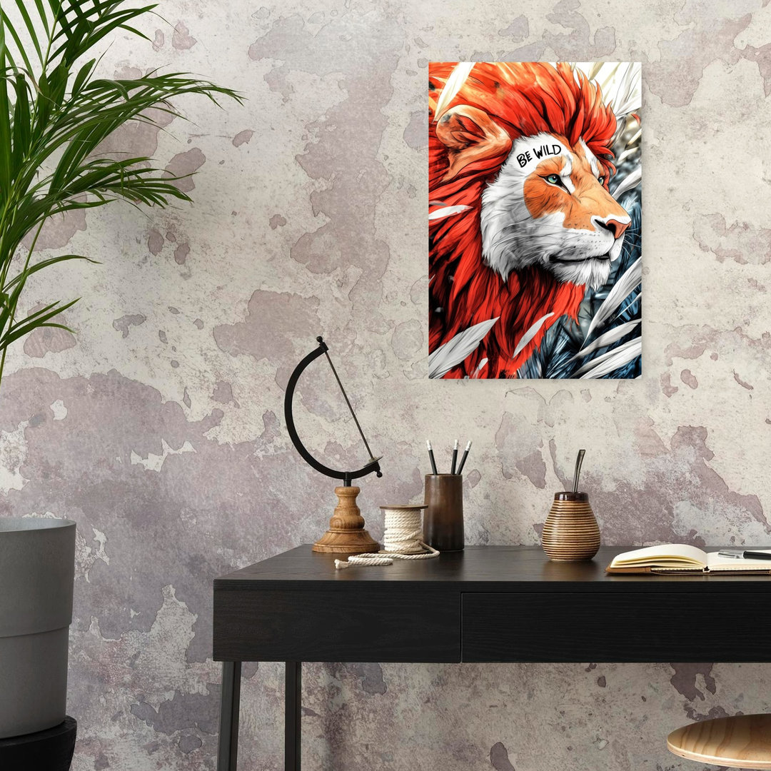 Fiery Wild Lion Contemporary Wall Art Print
