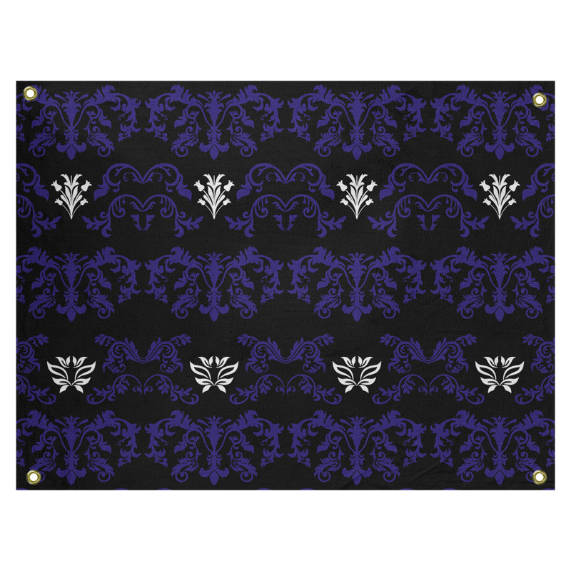 Tapisserie baroque polyester polyester Baltimore, H 26 po x l 36 po, Noir / mauve / blanc
