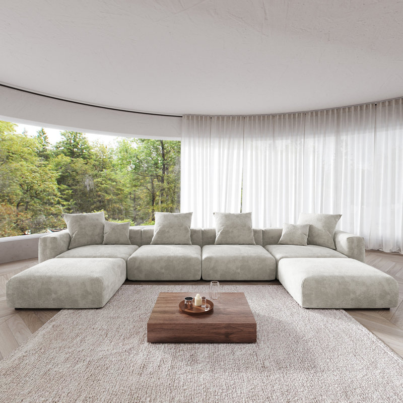 Nikodemos 6 - Piece Upholstered Boneless Sectional, Gray
