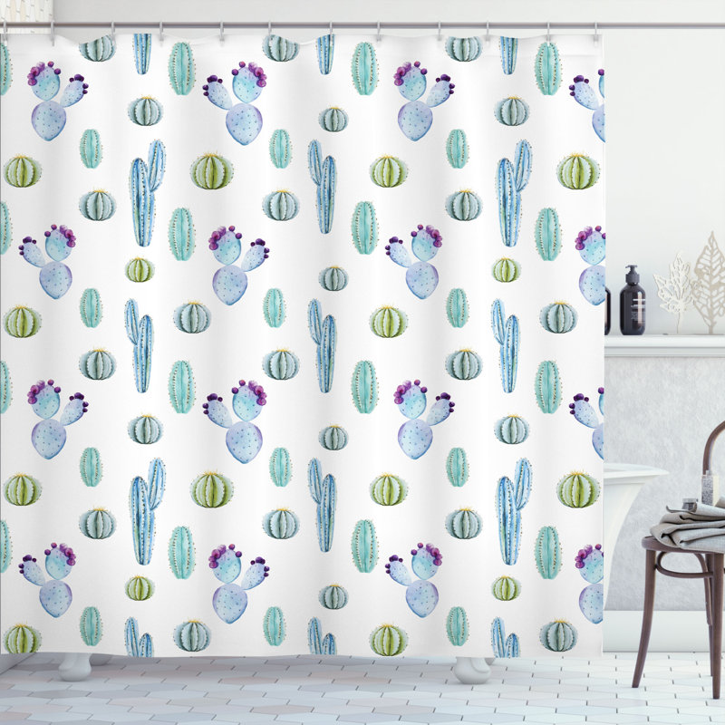  Rideau de douche Blue Botanic Desert Flowers with Spikes, H 75 po x l 69 po